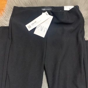 Zara Extra Long ribbed split leggings pant Black